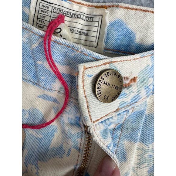 Current/Elliott Womens Blue Rose Boyfriend Shorts Size 29 Cotton Blend High Rise - Picture 6 of 13